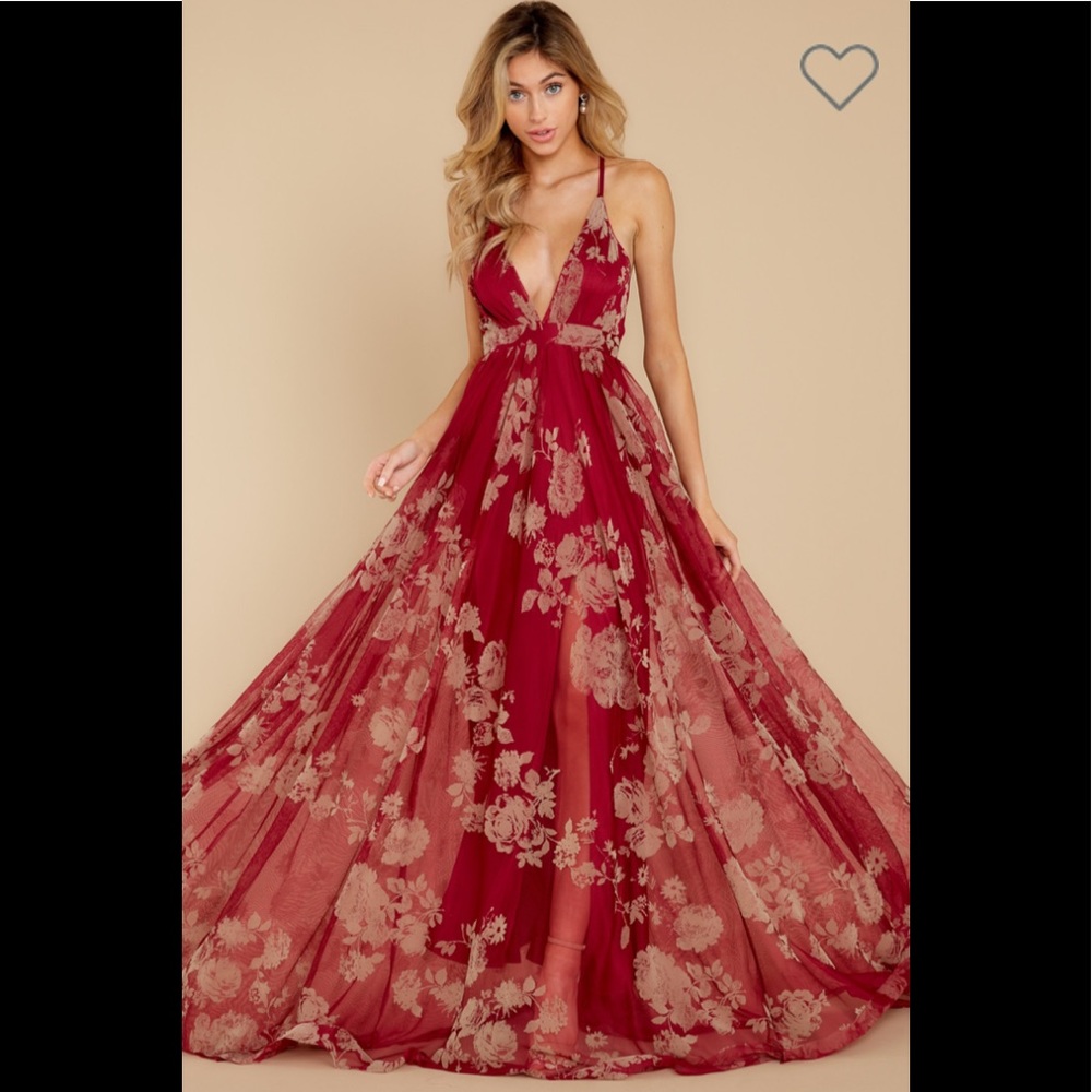 Wine red maxi dress
